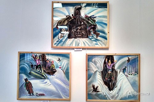 Фрагмент экспозиции юбилейной выставки Владимира Аксёнова в выставочном зале «Родина»