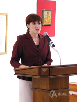 Директор БГХМ Татьяна Лукьянова открывает выставку «Во славу Троицы» из фондов художественного музея Ярославля Директор БГХМ Татьяна Лукьянова открывает выставку «Во славу Троицы» из фондов художественного музея Ярославля