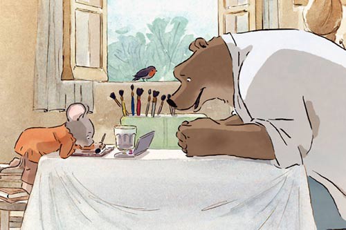 Кадр из мультфильма «Эрнест и Селестина: Приключения мышки и медведя»