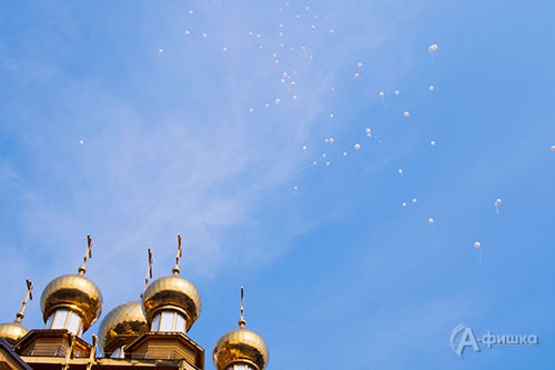 Белые шары --- символ благотворительной акции «Белый цветок» Белые шары --- символ благотворительной акции «Белый цветок»